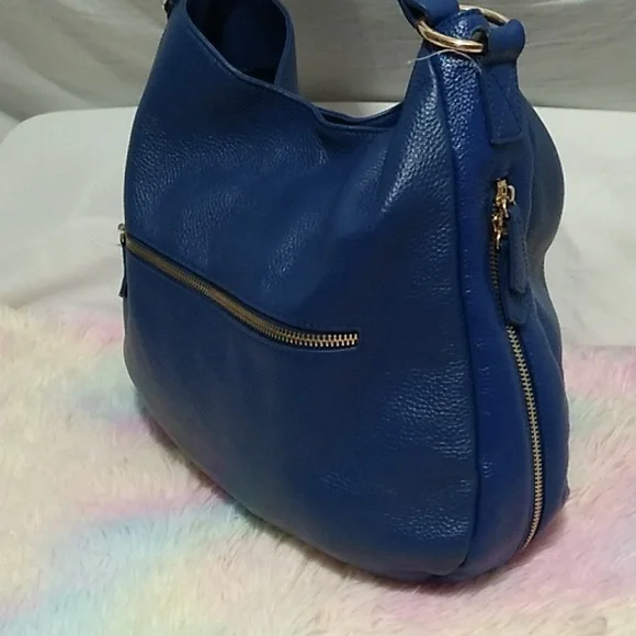 Authentic Laggo Genuine Blue Leather Hobo Shoulder Bag - Picture 3 of 16